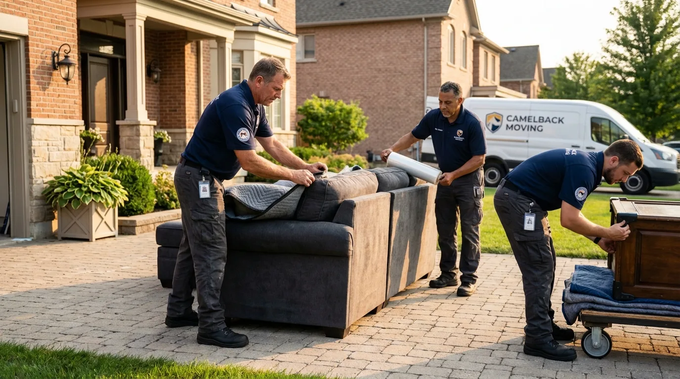 Large estate moving crew wrapping furniture in Runge, TX